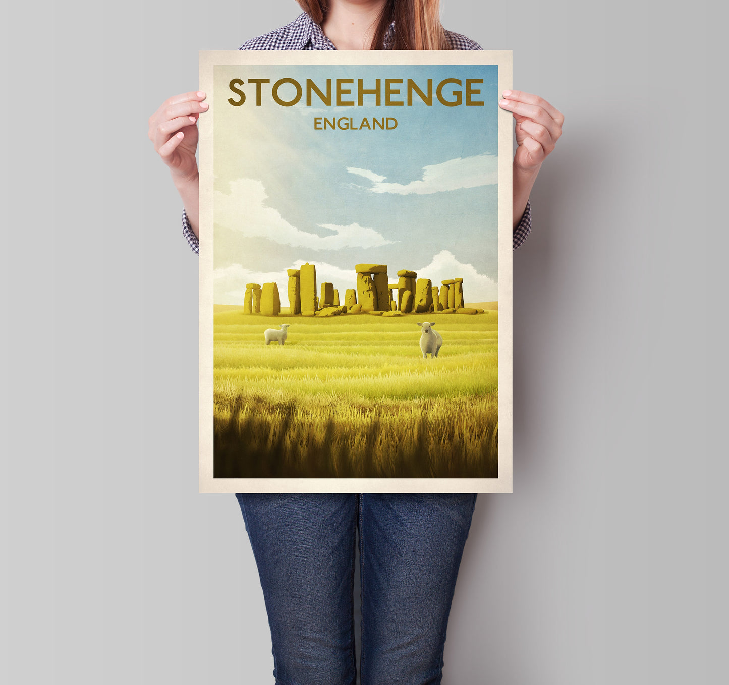 Stonehenge Travel Poster, English Monument, Vintage retro Stonehenge poster