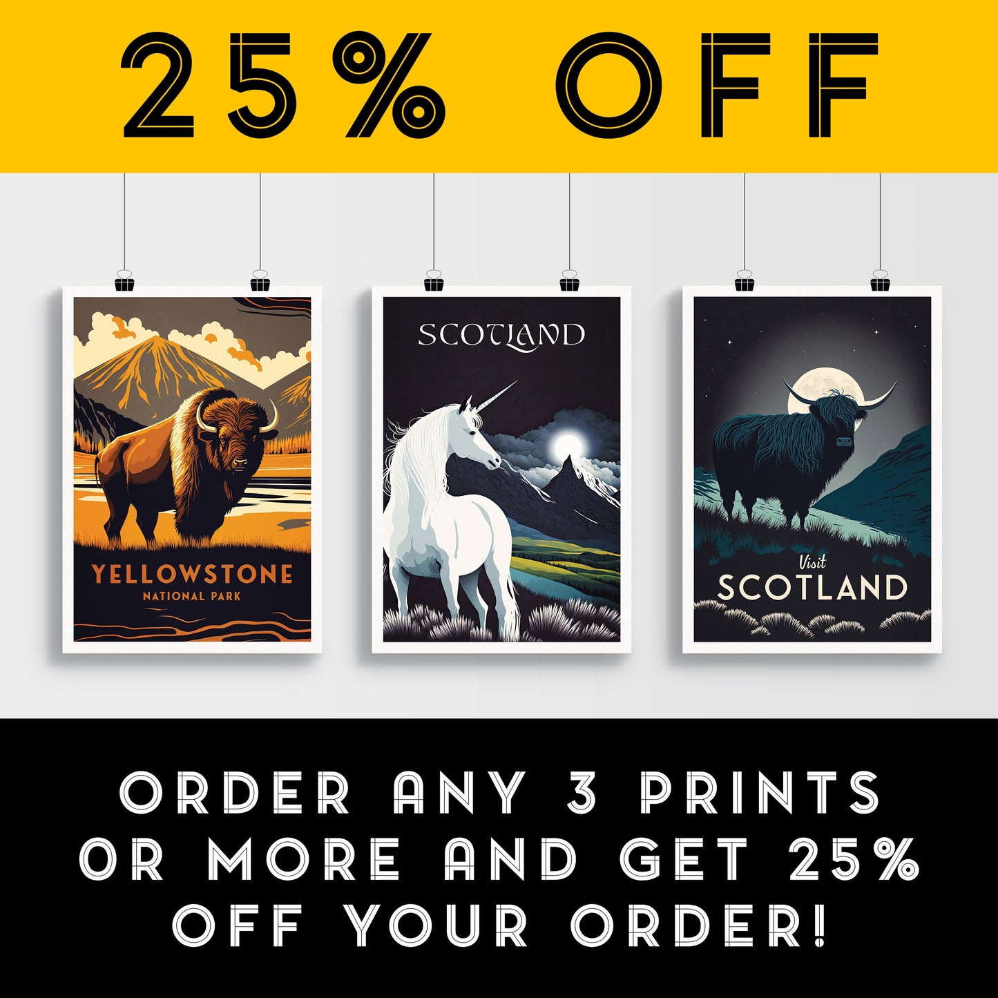 Scotland Unicorn Print | Mythical Creature | Scottish Highlands | Scottish Gift | Birthday Present | Home Decor Artwork
