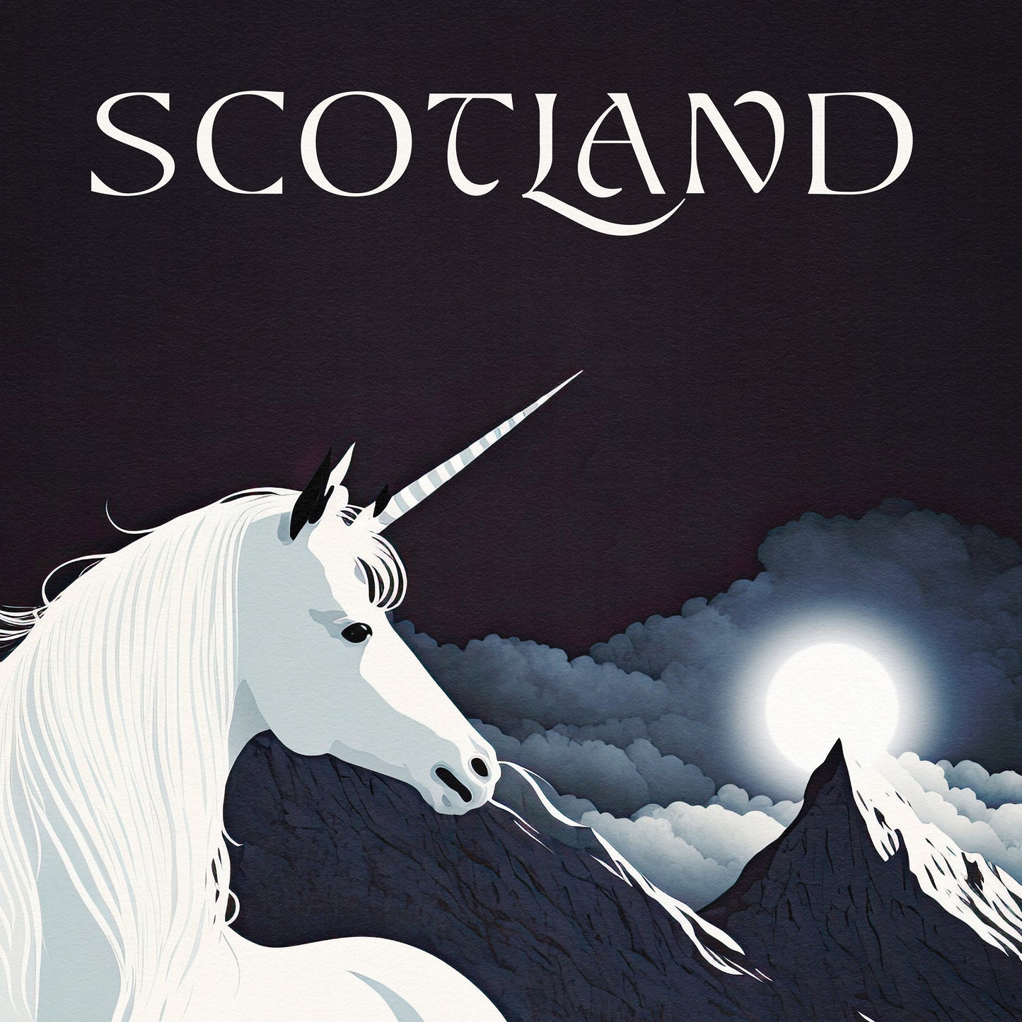 Scotland Unicorn Print | Mythical Creature | Scottish Highlands | Scottish Gift | Birthday Present | Home Decor Artwork