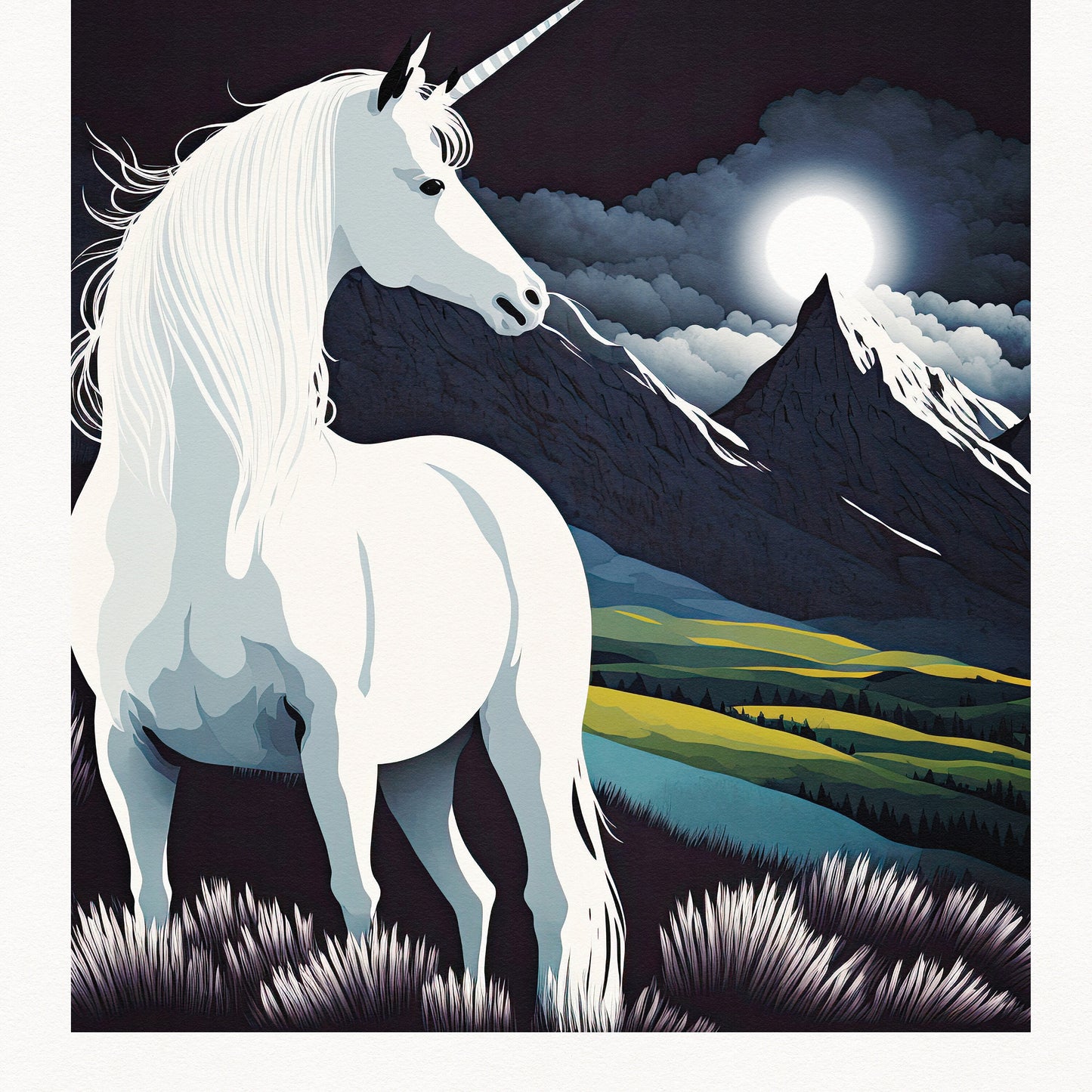 Scotland Unicorn Print | Mythical Creature | Scottish Highlands | Scottish Gift | Birthday Present | Home Decor Artwork