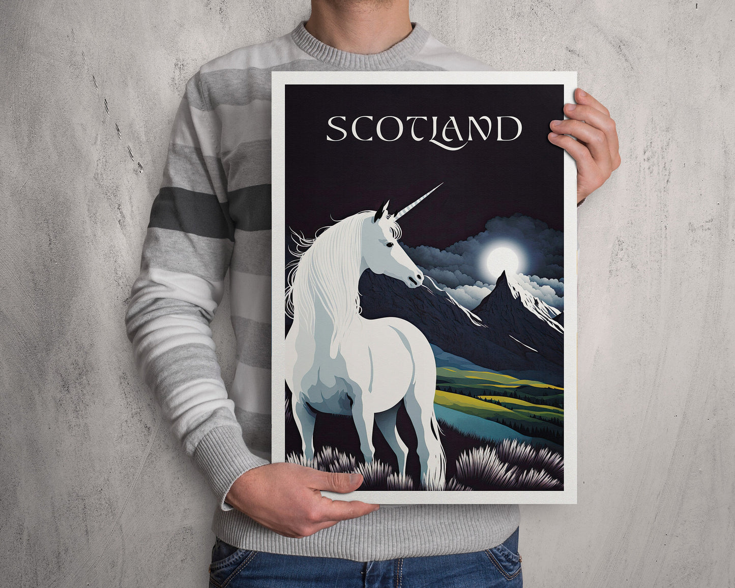 Scotland Unicorn Print | Mythical Creature | Scottish Highlands | Scottish Gift | Birthday Present | Home Decor Artwork