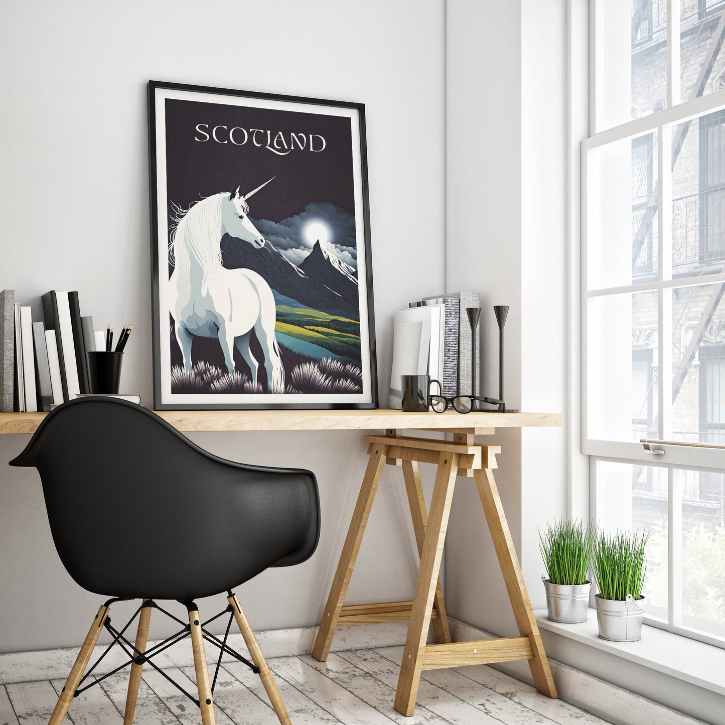 Scotland Unicorn Print | Mythical Creature | Scottish Highlands | Scottish Gift | Birthday Present | Home Decor Artwork