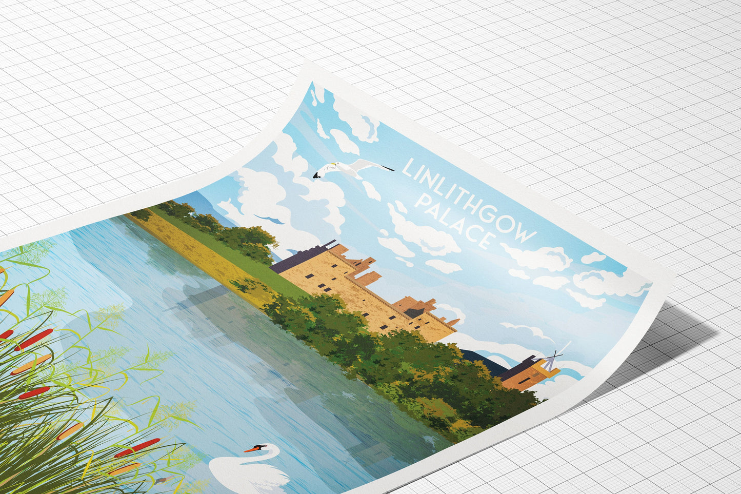 Linlithgow Palace Print | Travel Poster | Scotland Wall Art | (Wentworth Prison)