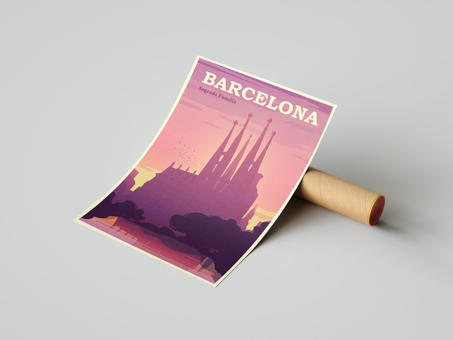 Barcelona print, Barcelona travel poster, Sagrada Familia, Barcelona poster, retro Barcelona print, retro travel poster, retro travel print