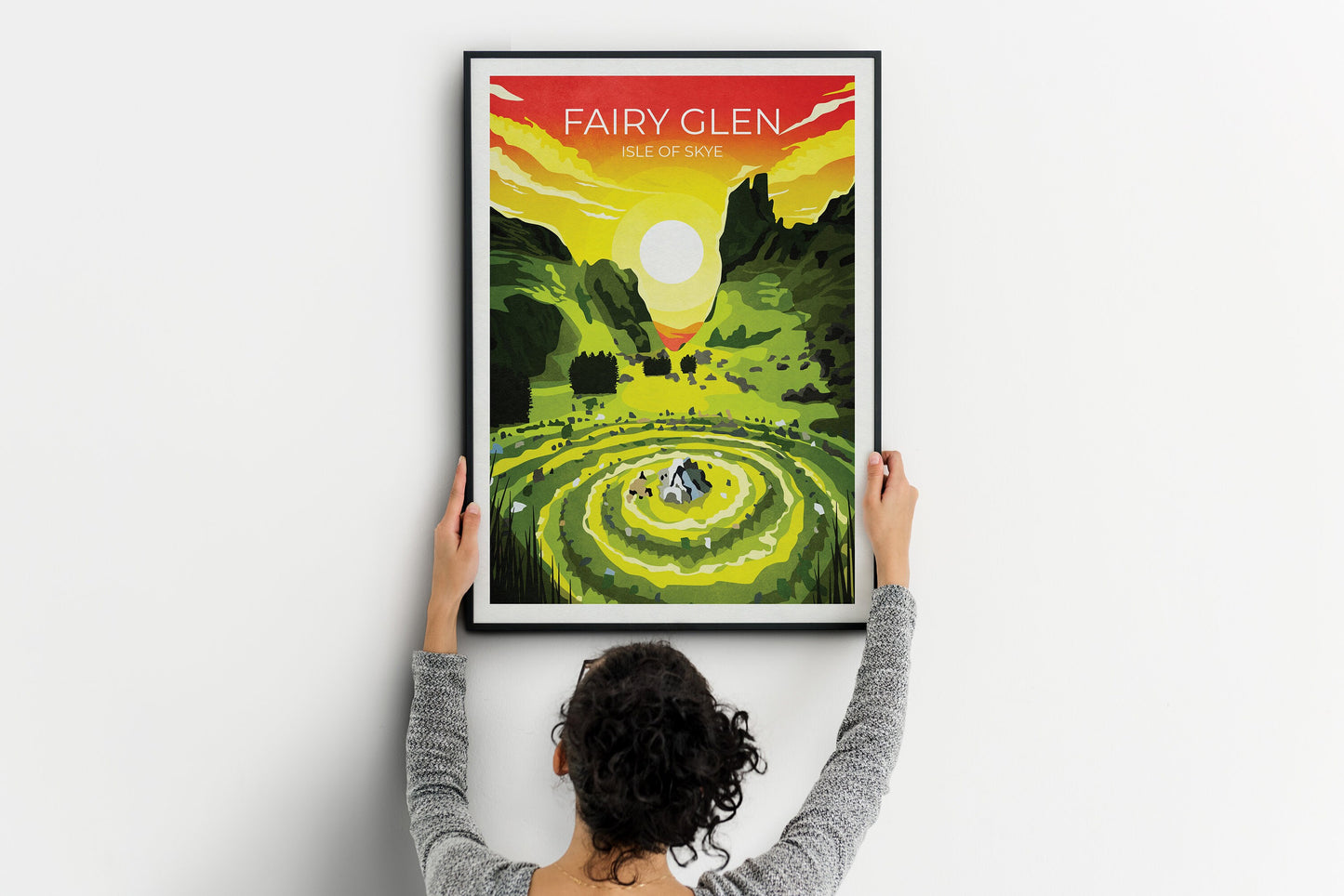 Fairy Glen Travel Poster, Isle of Skye Scotland, retro Scottish print