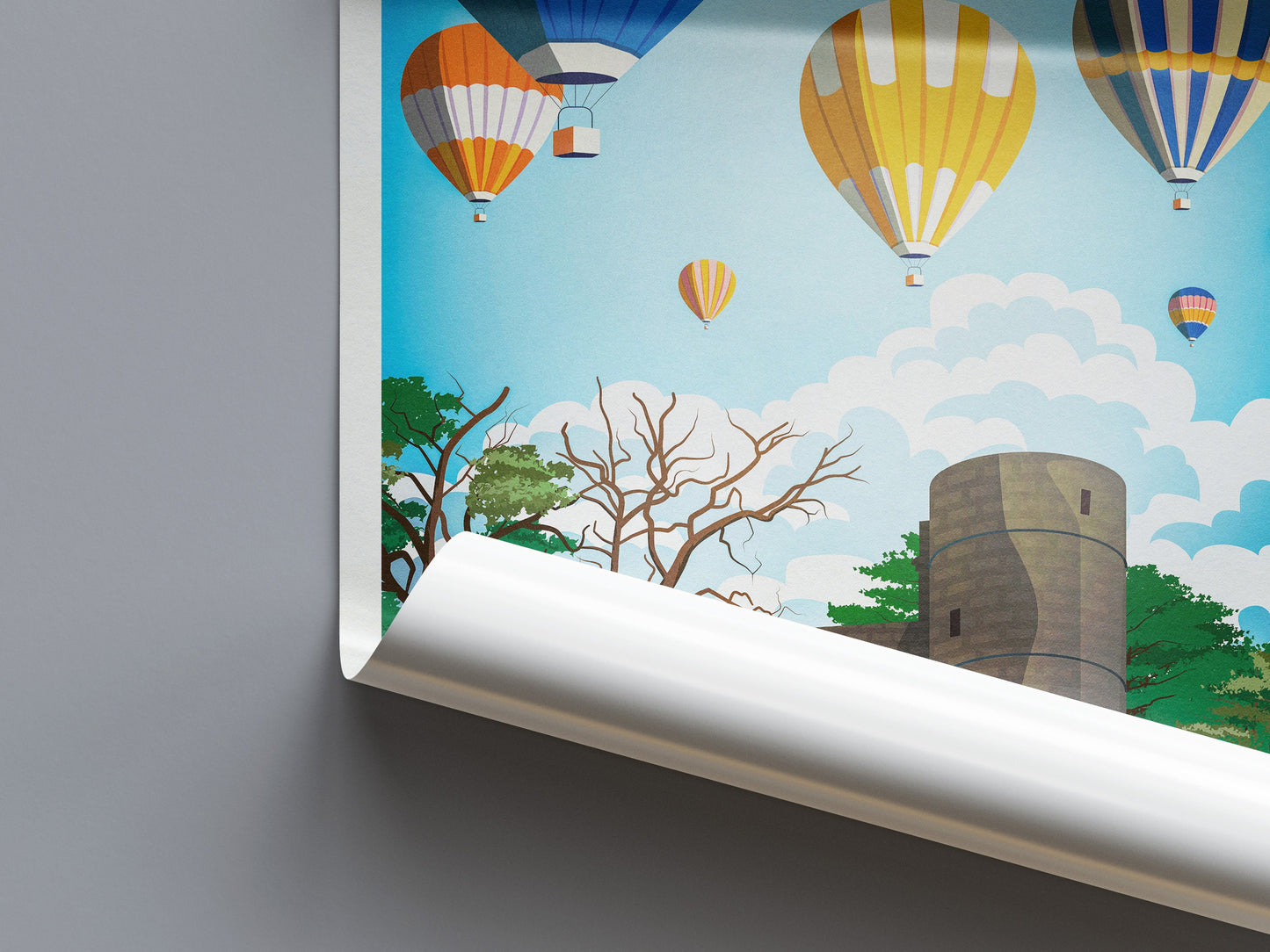 Strathaven Balloon Festival Print - Scottish Wall Art - Vintage looking retro travel poster, Hot Air Balloon Fiesta , South Lanarkshire