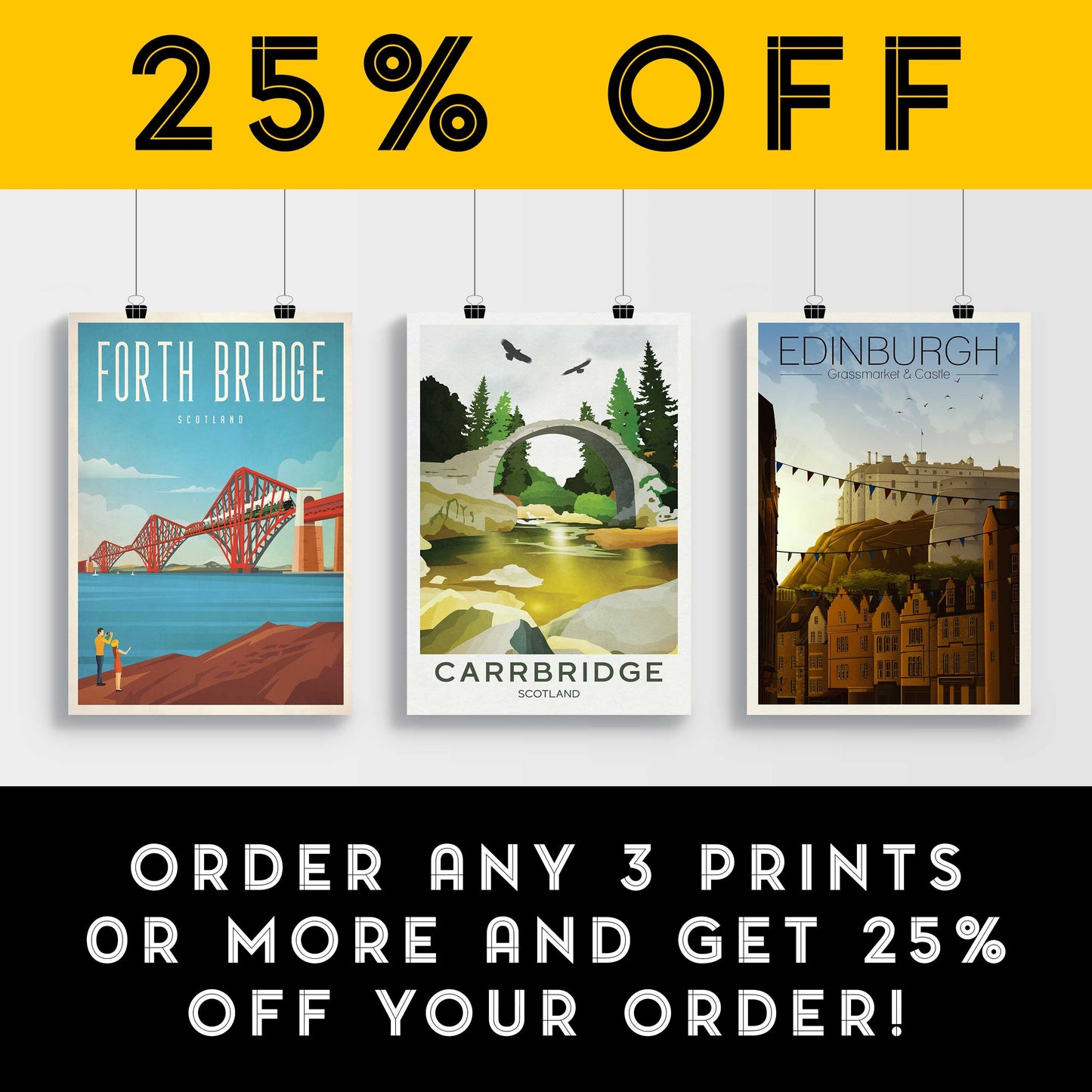 Carrbridge Travel Poster | Badenoch and Strathspey | Scottish Highlands | Carrbridge Cairngorms Print | Scotland's National Park
