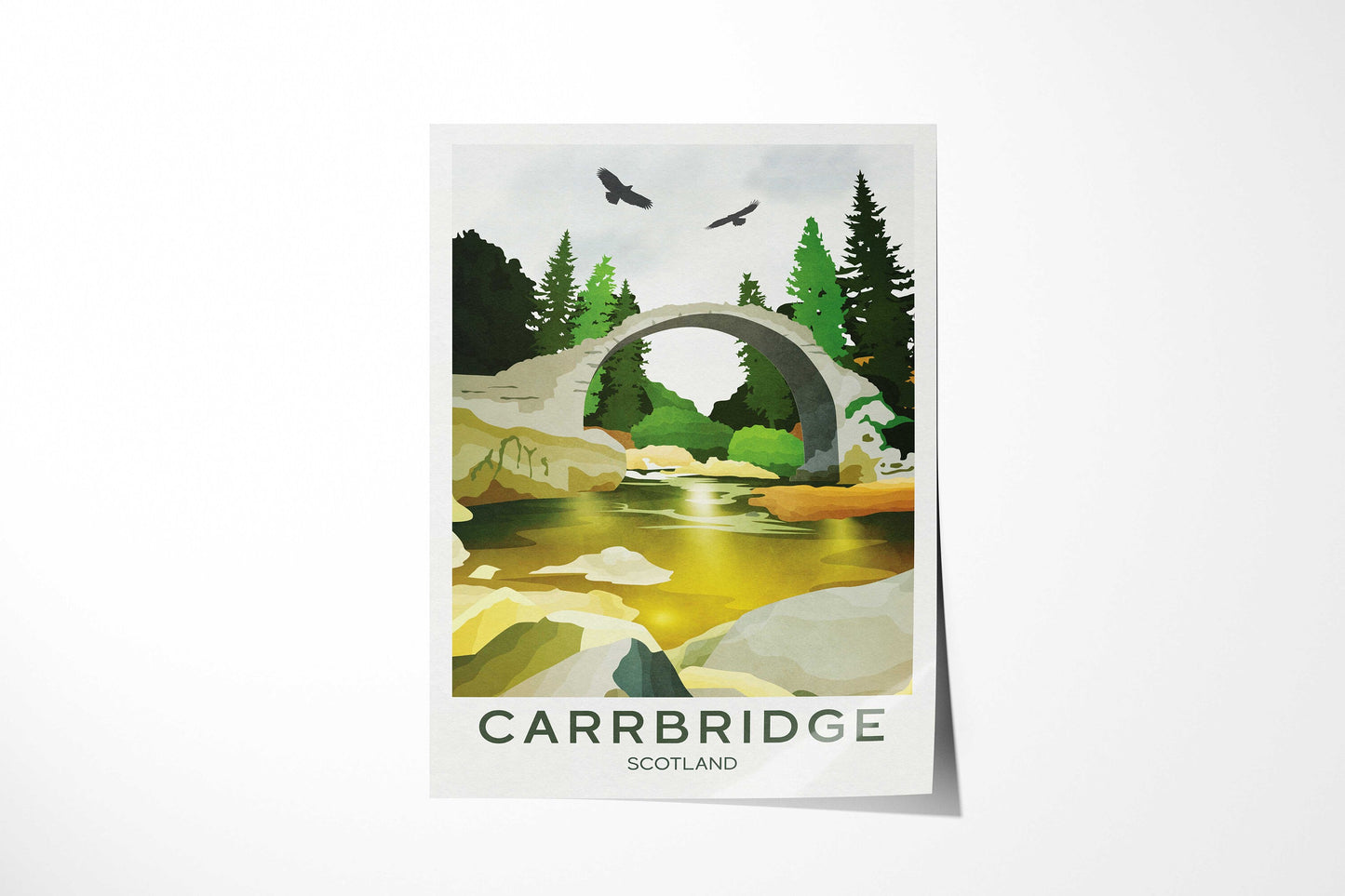 Carrbridge Travel Poster | Badenoch and Strathspey | Scottish Highlands | Carrbridge Cairngorms Print | Scotland's National Park