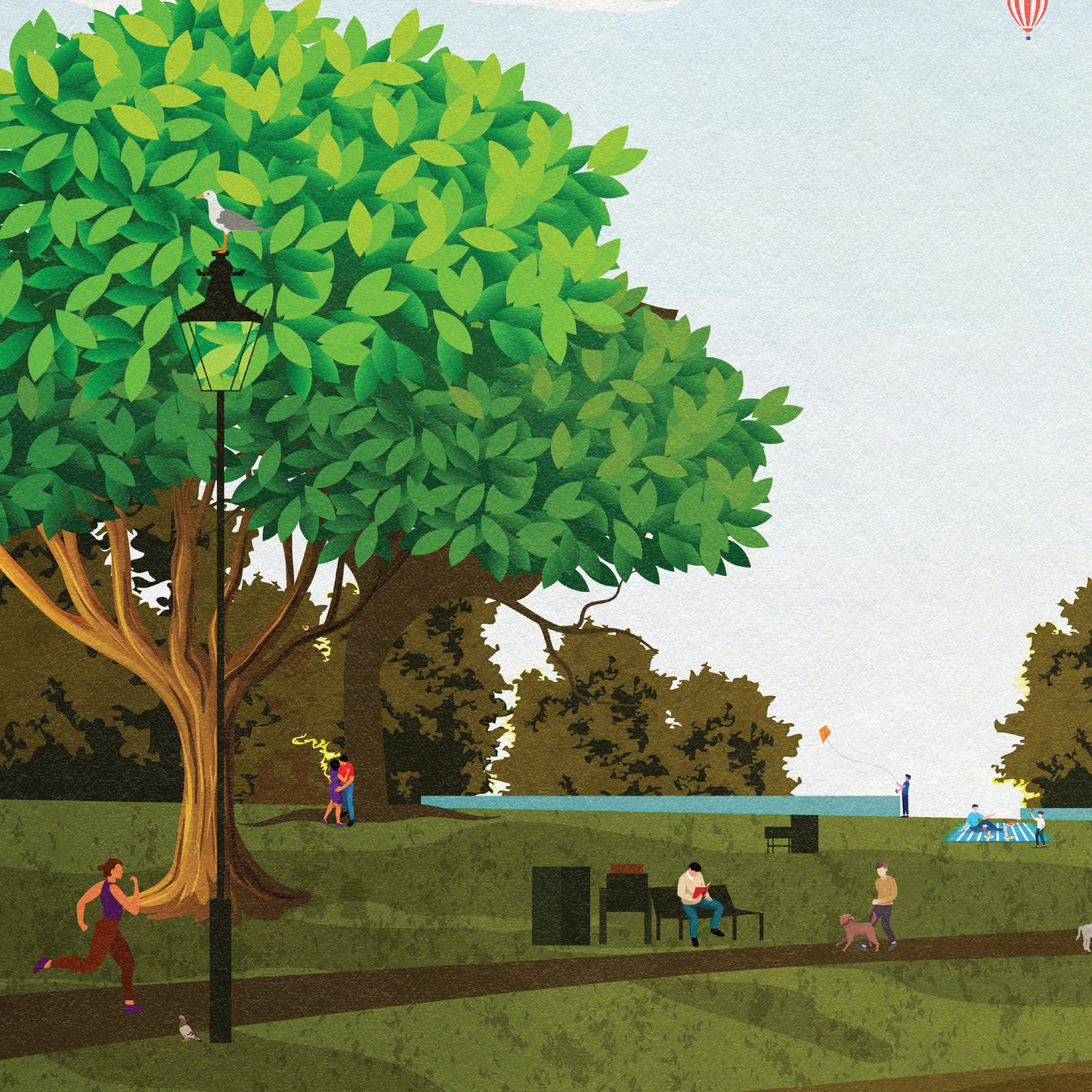 Strathaven Print - Balloon Festival Poster - Strathaven Park - Vintage looking retro travel poster, Hot Air Balloon Fiesta