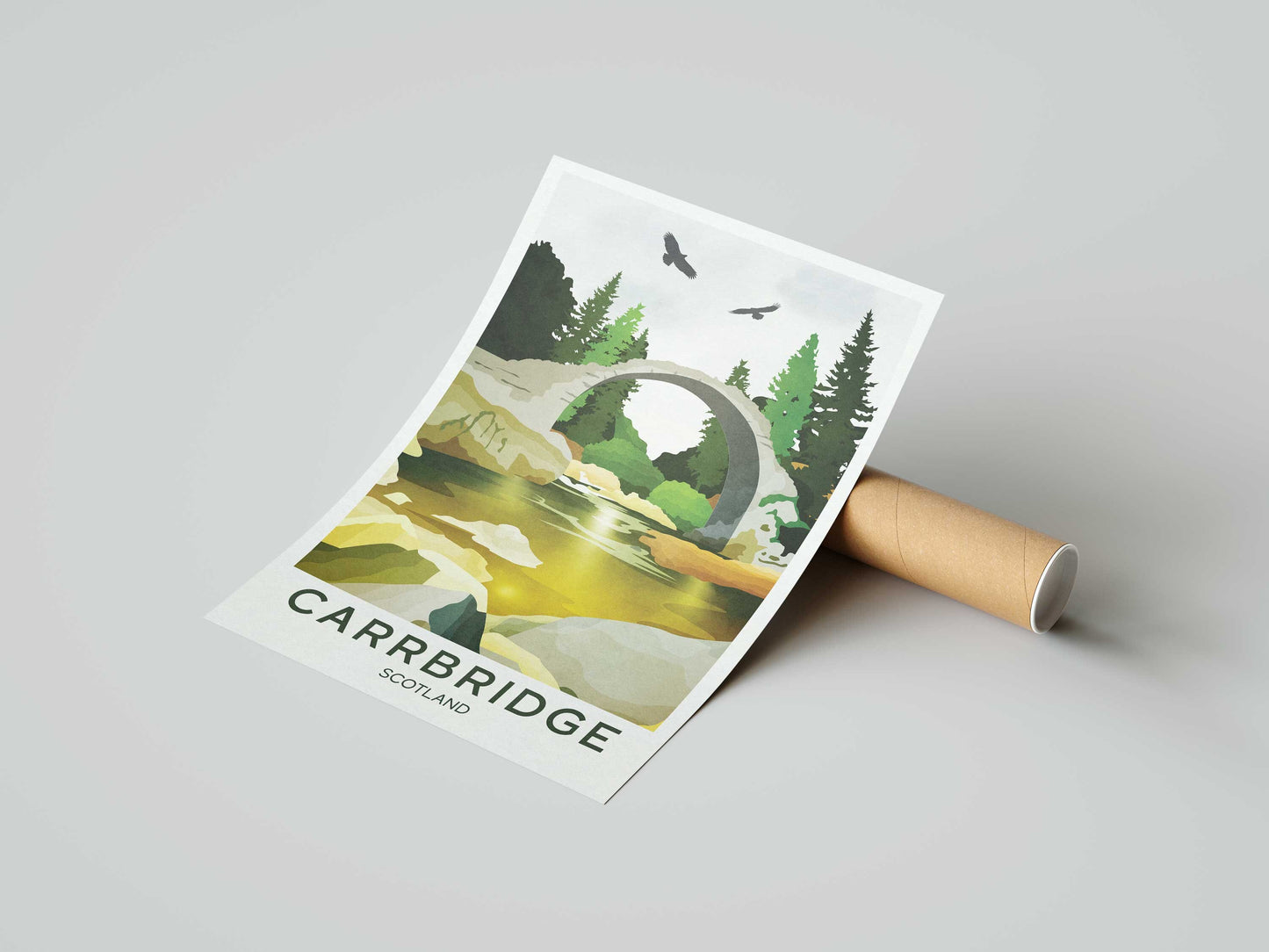 Carrbridge Travel Poster | Badenoch and Strathspey | Scottish Highlands | Carrbridge Cairngorms Print | Scotland's National Park