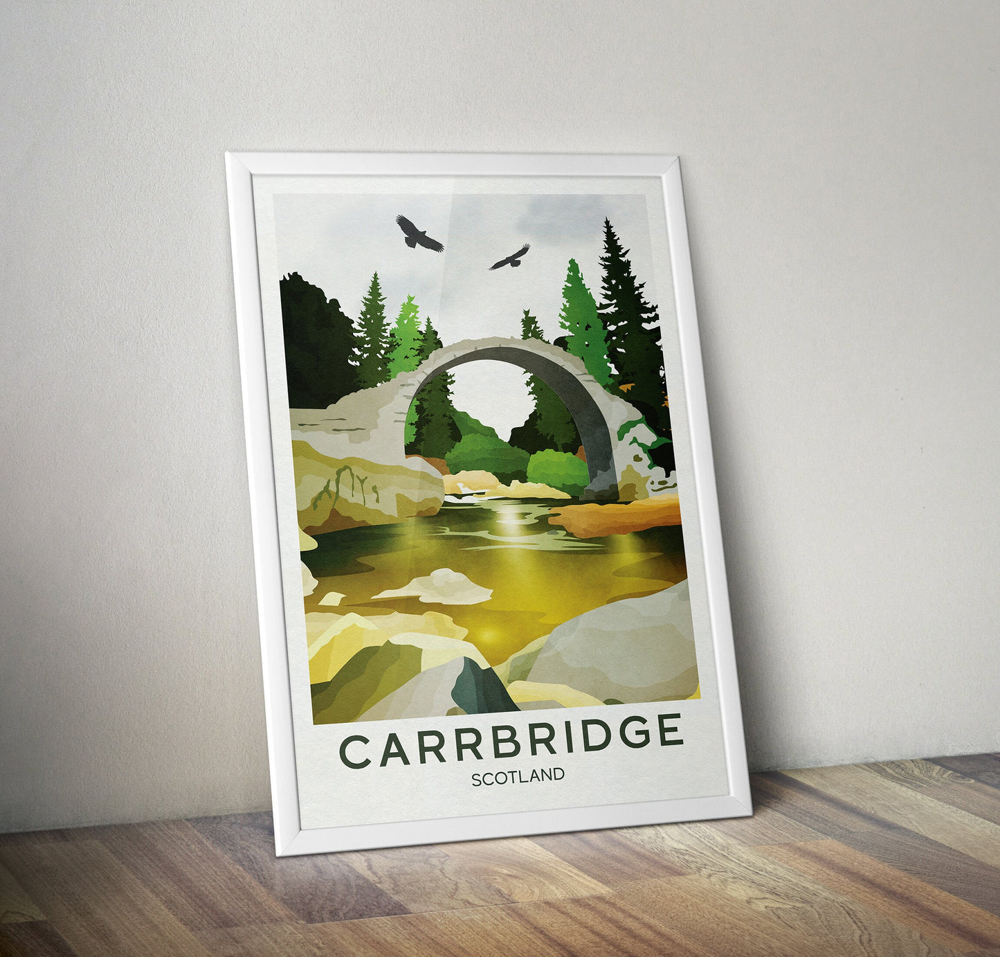 Carrbridge Travel Poster | Badenoch and Strathspey | Scottish Highlands | Carrbridge Cairngorms Print | Scotland's National Park