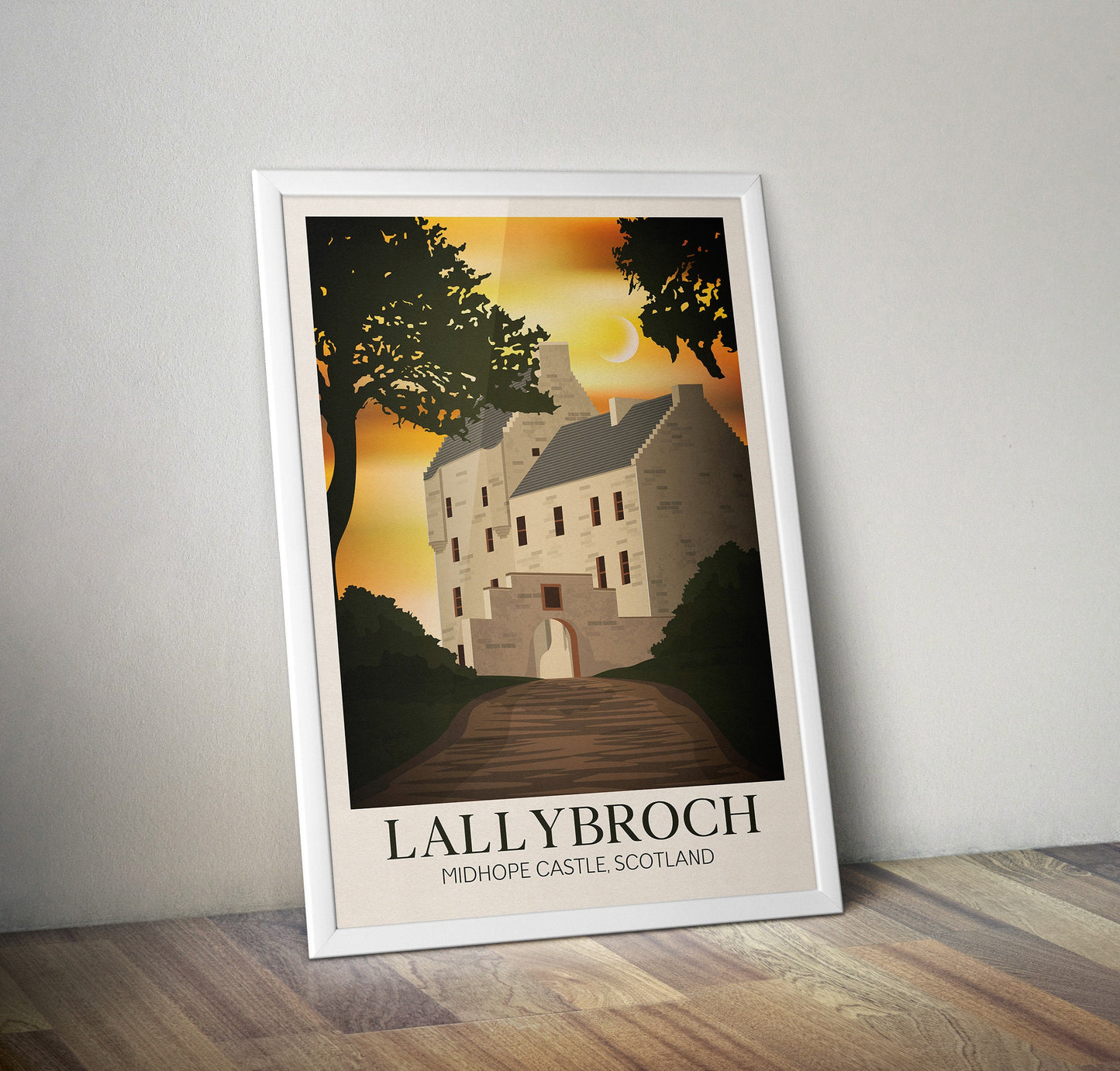 Midhope Castle AKA 'Lallybroch' | Broch Tuarach | Travel Poster | Midhope Castle | Scottish Clan Fraser Castle art | Abercorn | Outlander