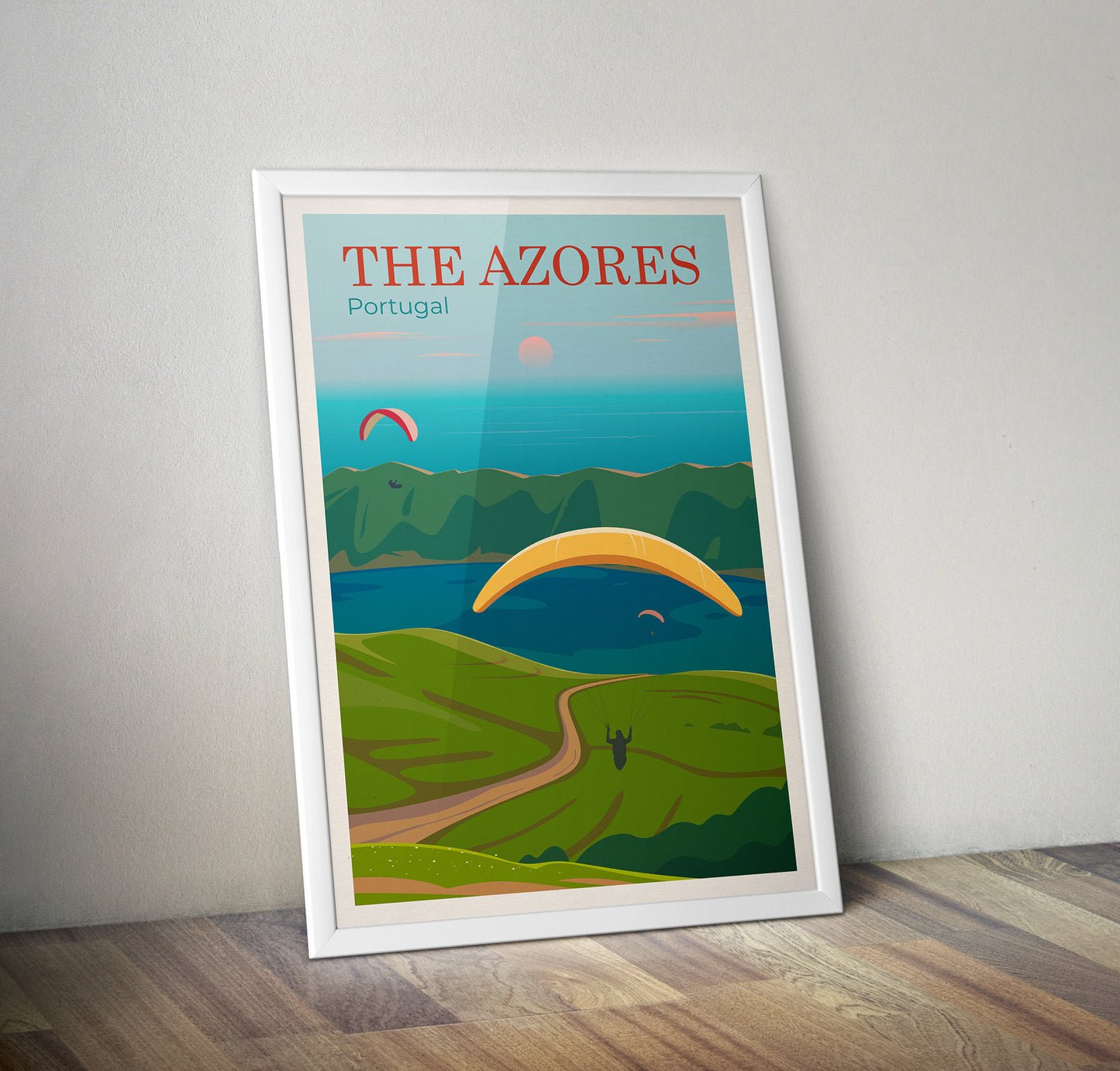 Azores Portugal Travel Poster, Portugal Illustration , Portugal travel gift , Portugal Print