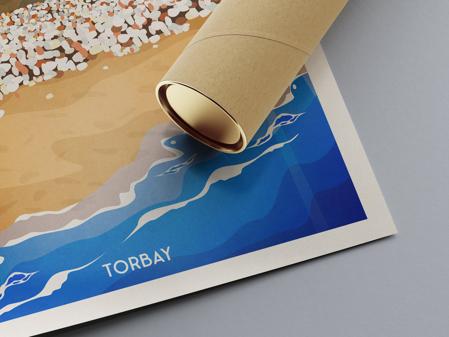 Devon Travel Poster | Torbay | Broadsands Beach | South Devon | England | Beach Huts | Wall Art | Home Decor Artwork | Wedding gift | UK