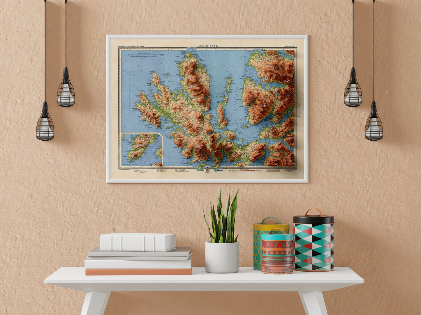 Skye Map - Isle of Skye - 2D Giclée Vintage 3D effect shaded relief Print - Elevation Poster - Map Art - Vintage Style - Portree - Dunvegan