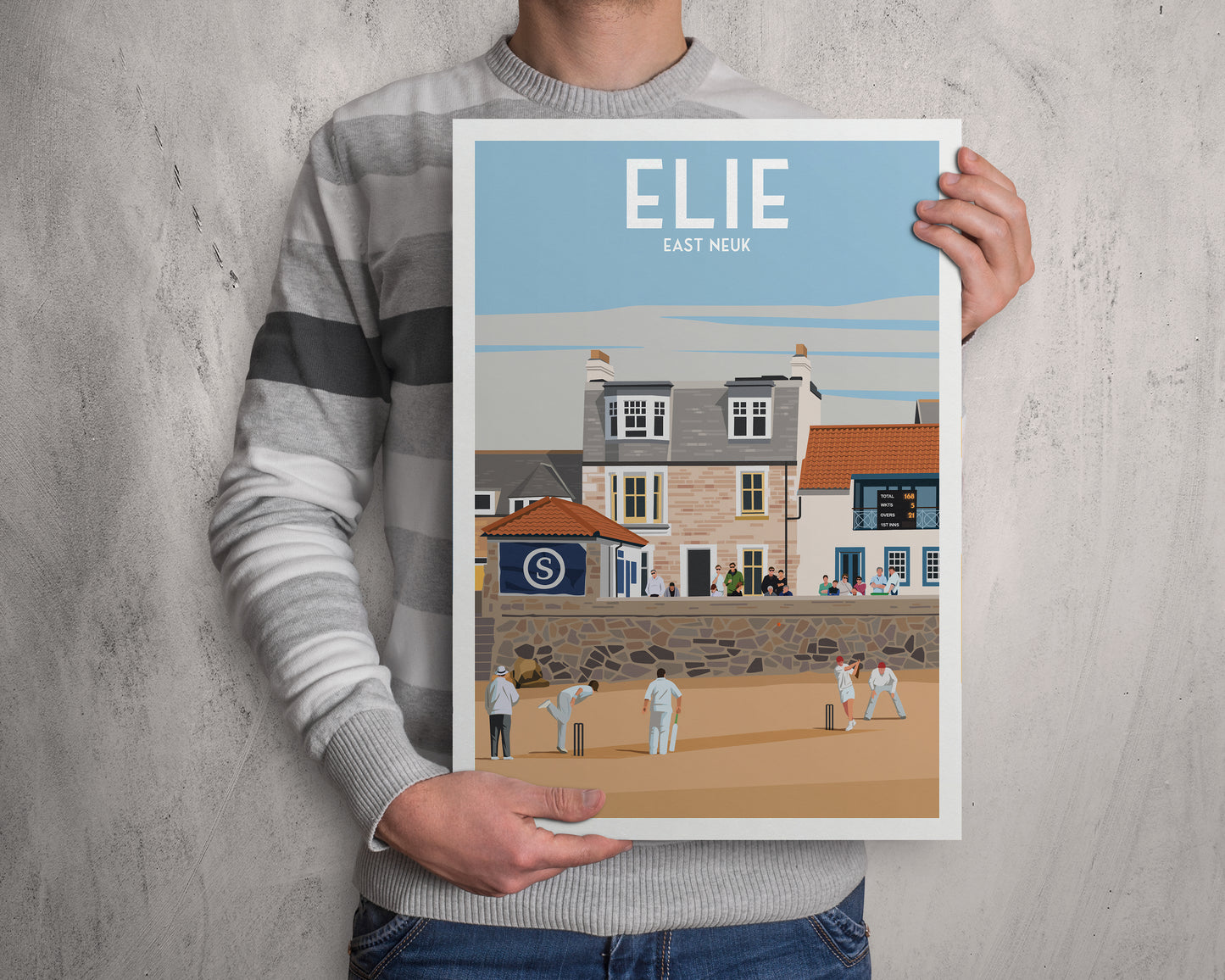 Elie Print - Beach Cricket - East Neuk - Fife Coastal Path - Travel Poster - Elie and Earlsferry - Leven