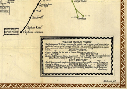 London subway Underground Map | Vintage London Map | 1923 | Leslie MacDonald Gill |Antique British Map | Antique Britain