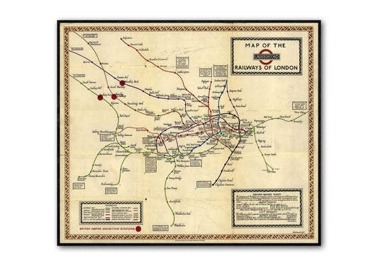 London subway Underground Map | Vintage London Map | 1923 | Leslie MacDonald Gill |Antique British Map | Antique Britain