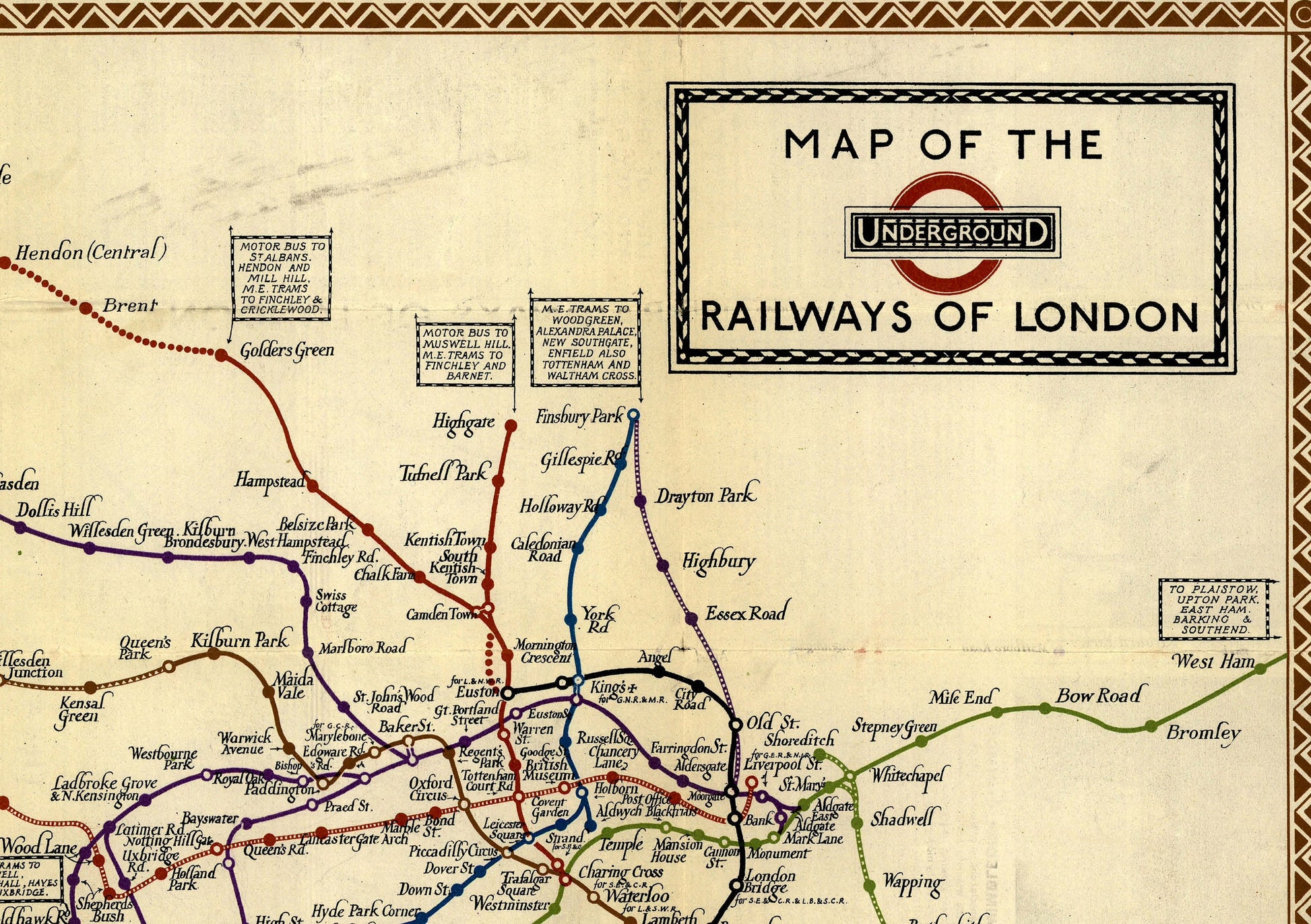 London subway Underground Map | Vintage London Map | 1923 | Leslie MacDonald Gill |Antique British Map | Antique Britain