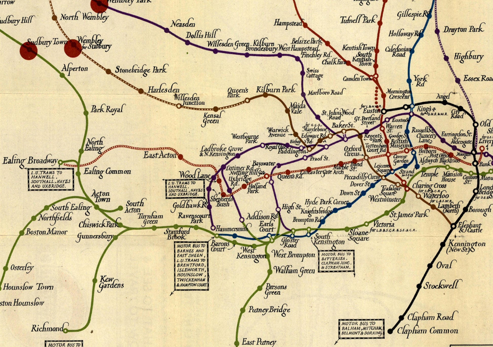 London subway Underground Map | Vintage London Map | 1923 | Leslie MacDonald Gill |Antique British Map | Antique Britain