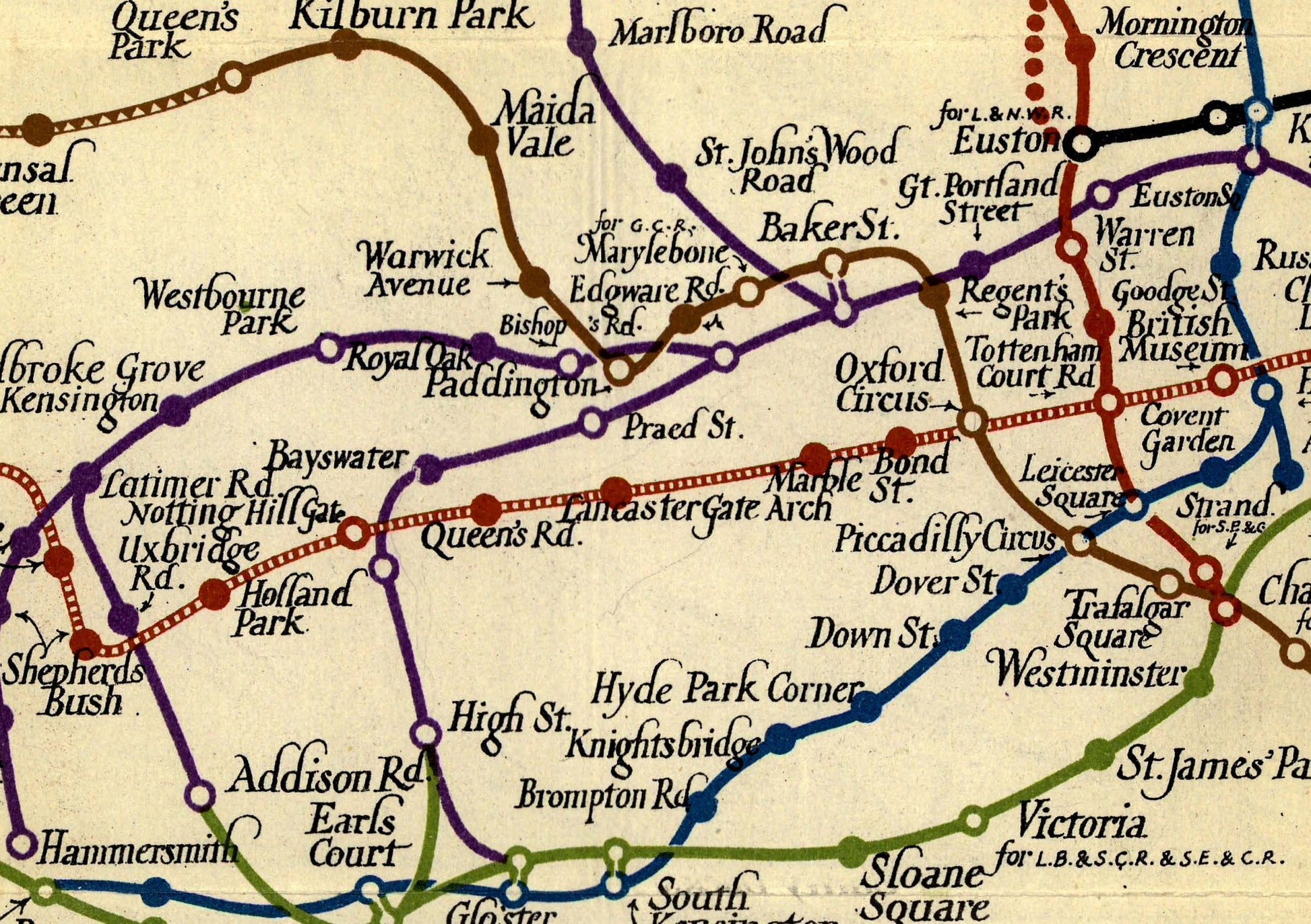 London subway Underground Map | Vintage London Map | 1923 | Leslie MacDonald Gill |Antique British Map | Antique Britain