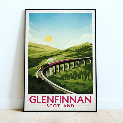 Glenfinnan Viaduct Poster, Railway Bridge Poster Vintage Jacobite Steam Train Art Deco Rail, West Highland Line, Scottish Art, Travel Poster