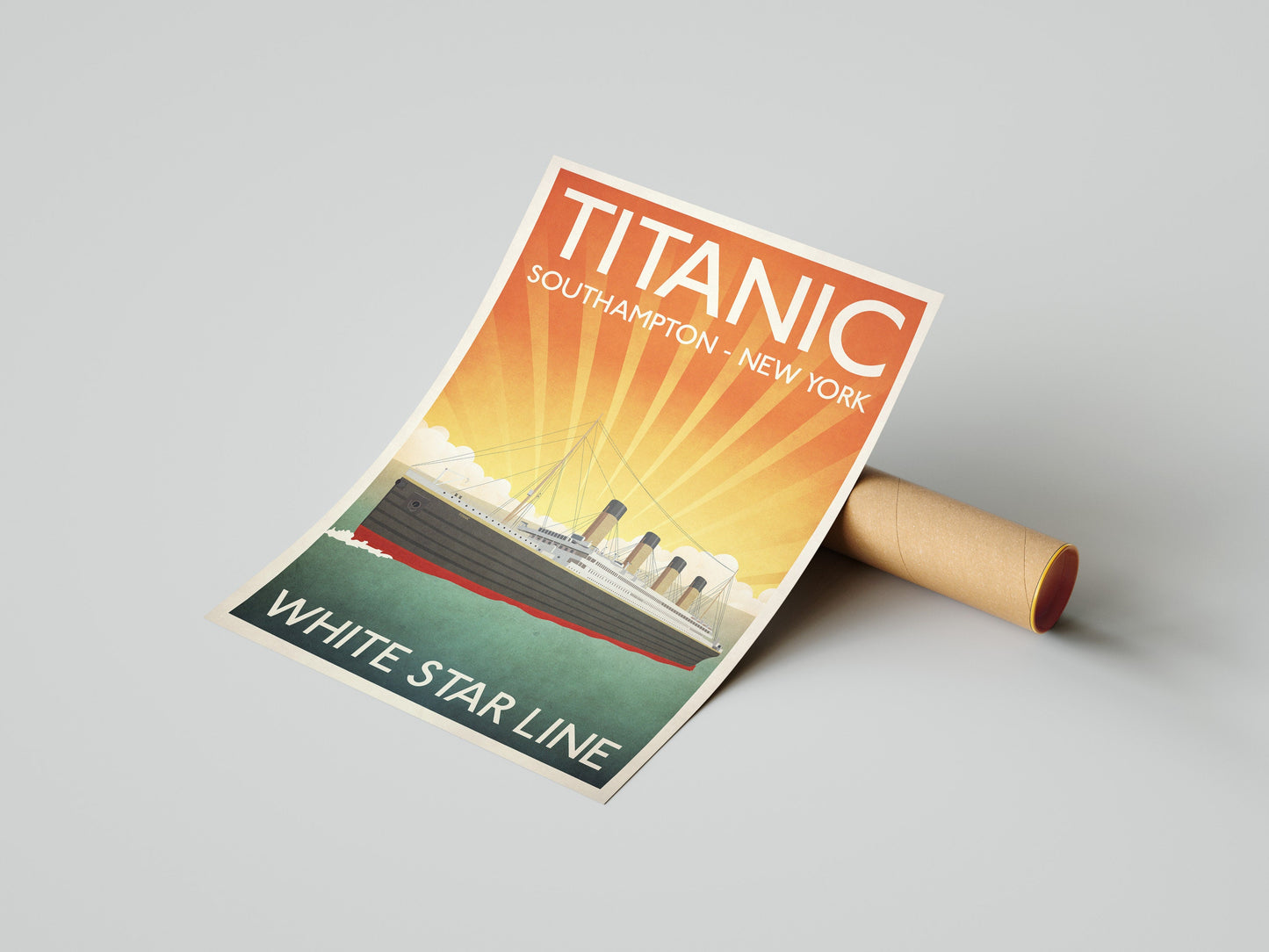 Titanic Travel Poster, Retro Illustration of the Titanic