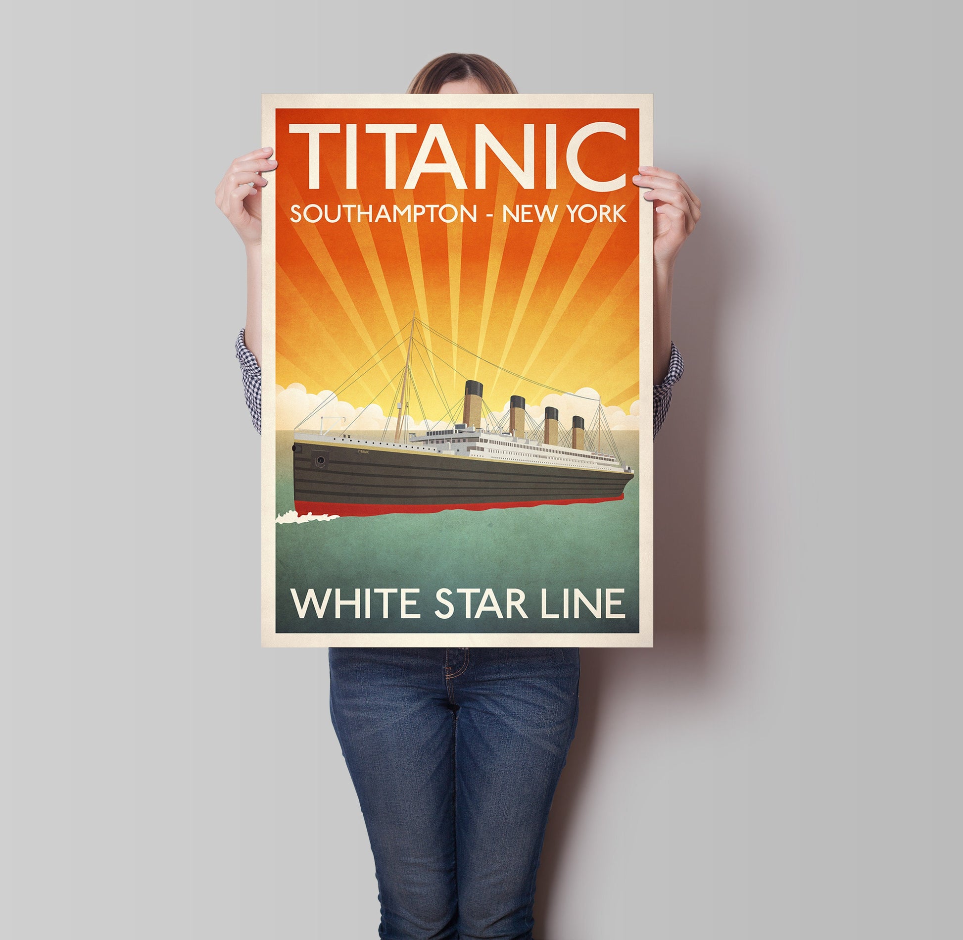 Titanic Travel Poster, Retro Illustration of the Titanic