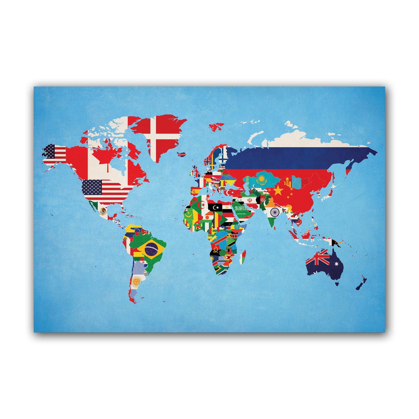 World Map of Flags - Country Map Poster - Educational Art - Kid's Room - National Flags - Map Art - Gift for Him