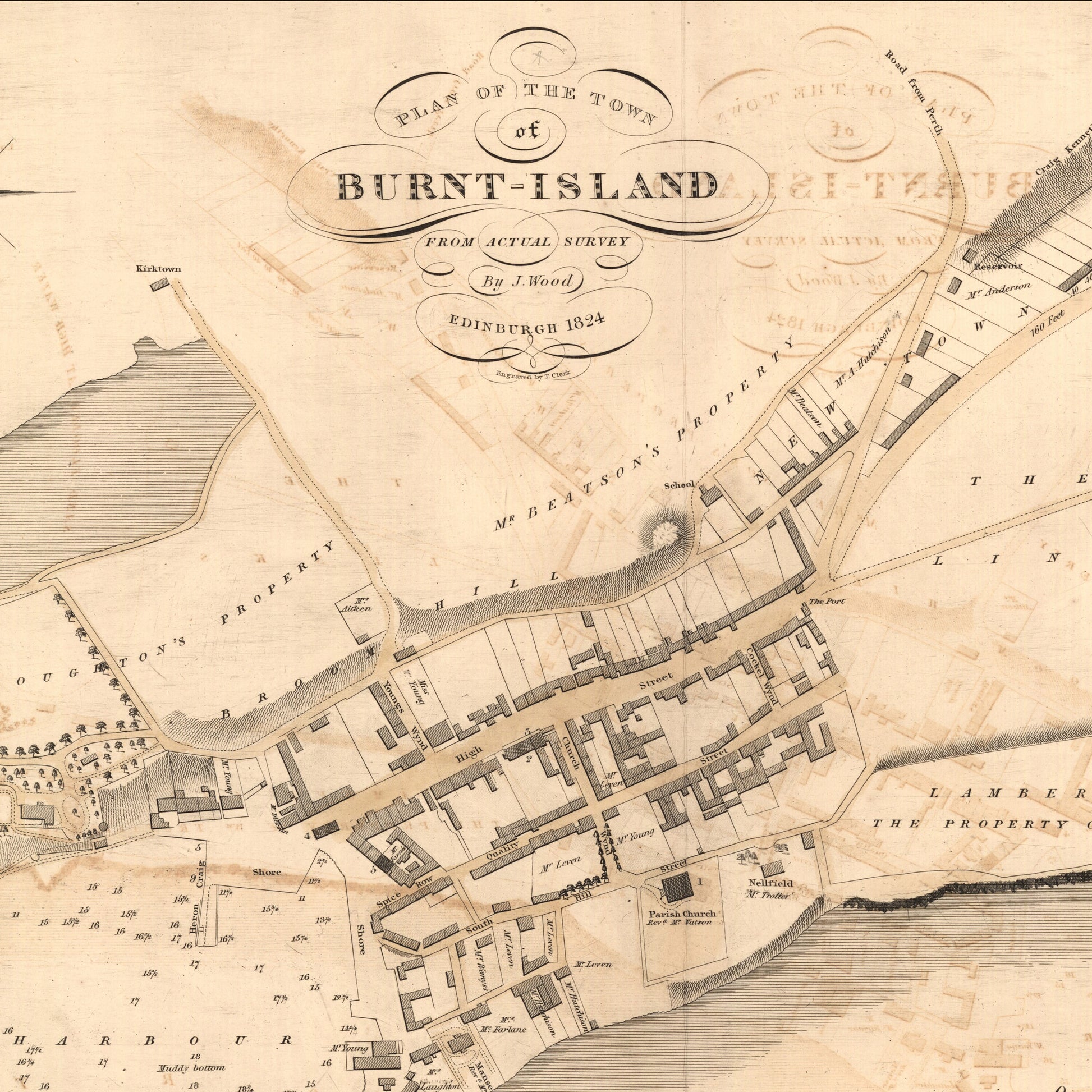 Burntisland Vintage Map | Old Map of Burnt Island | Wall Art Print | Antique maps | Ancient Scotland | Burntisland History