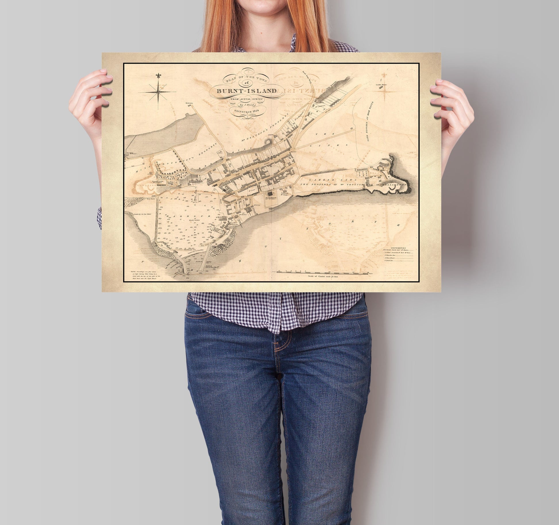 Burntisland Vintage Map | Old Map of Burnt Island | Wall Art Print | Antique maps | Ancient Scotland | Burntisland History