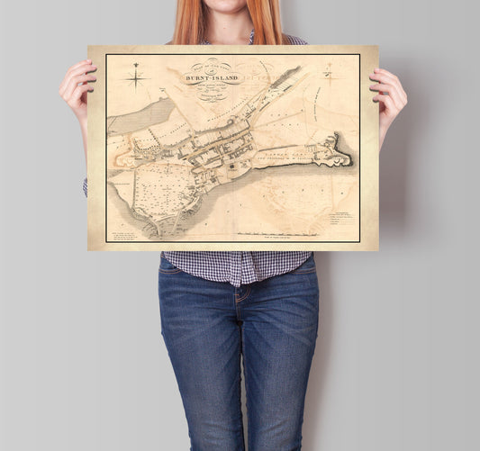 Burntisland Vintage Map | Old Map of Burnt Island | Wall Art Print | Antique maps | Ancient Scotland | Burntisland History