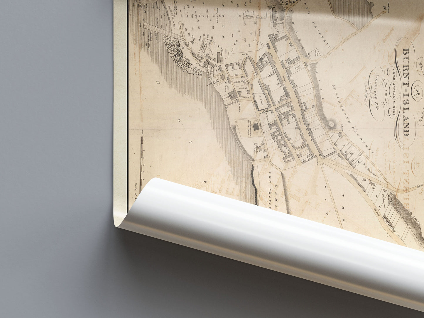 Burntisland Vintage Map | Old Map of Burnt Island | Wall Art Print | Antique maps | Ancient Scotland | Burntisland History