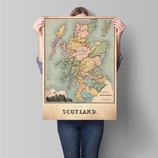 Historic Scottish Map | 1852 | antique wall art | home decor | Scottish Gift l Art Print |Antique maps | Ancient Britain | Vintage Maps