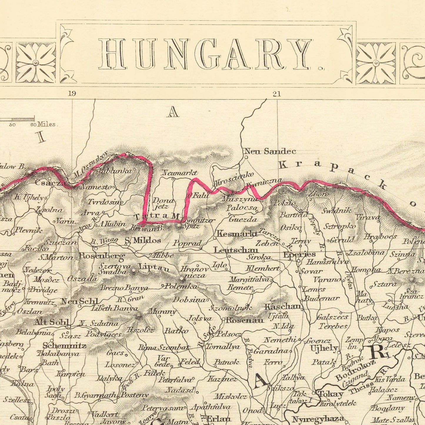 Old Hungary Map | 1851 | Vintage Hungarian Print | Old Map Wall Decor