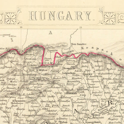 Old Hungary Map | 1851 | Vintage Hungarian Print | Old Map Wall Decor