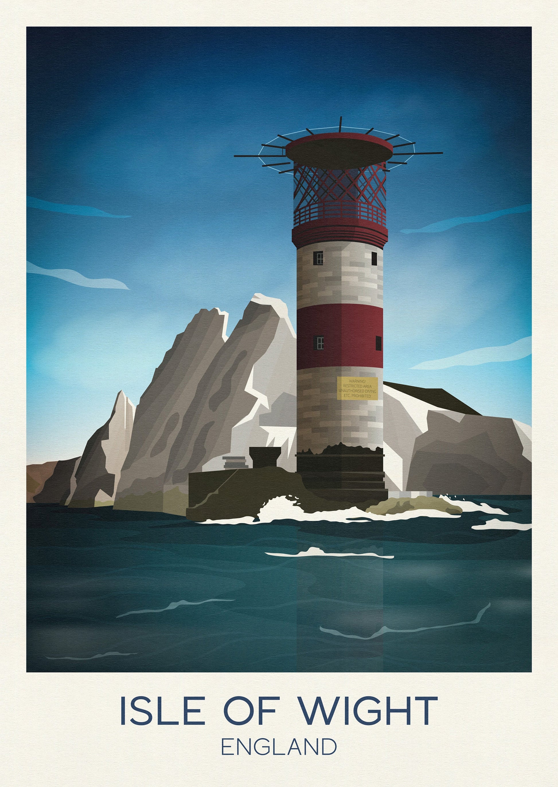 Isle of Wight Travel Poster, The Needles, Minimalist Wall Art, , Wall Art Prints