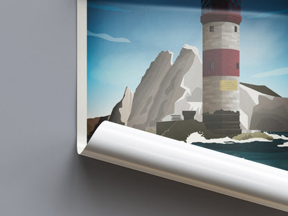 Isle of Wight Travel Poster, The Needles, Minimalist Wall Art, , Wall Art Prints