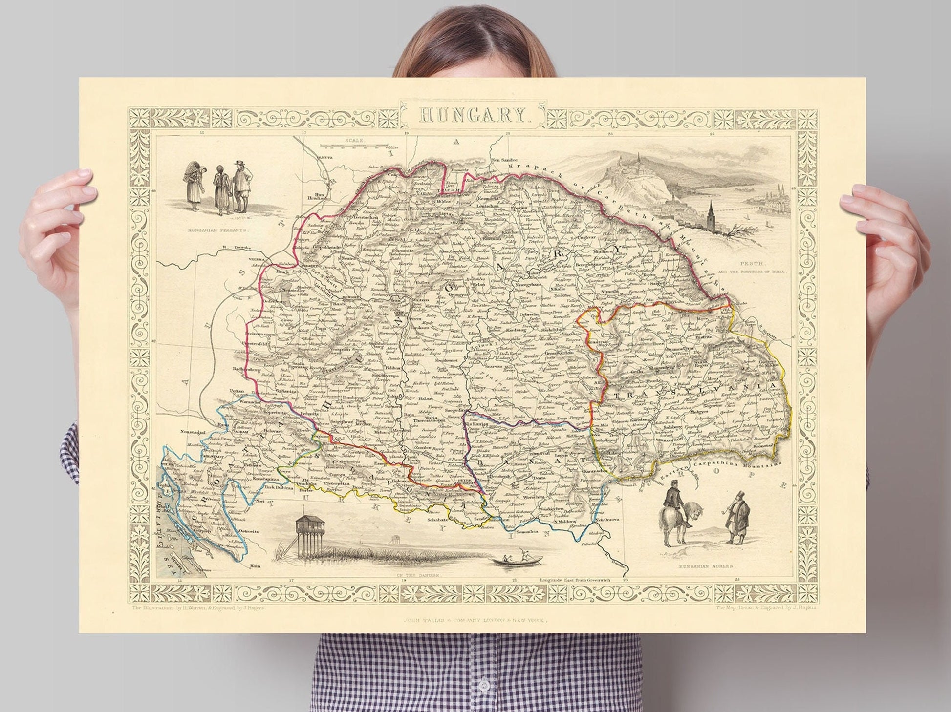 Old Hungary Map | 1851 | Vintage Hungarian Print | Old Map Wall Decor