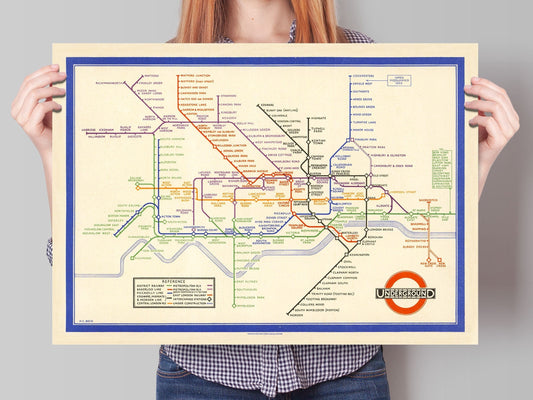 London Subway Underground Poster | Harry Beck's Tube map | Vintage London Print | 1933 | Antique British Map | Retro Subway Map