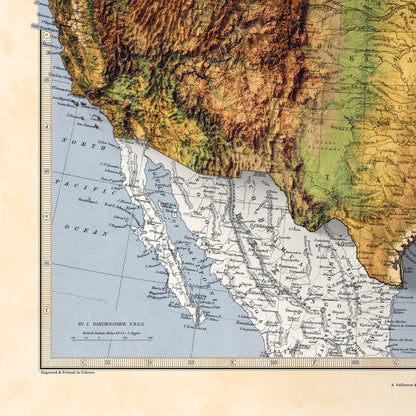 USA terrain relief map - 2D Giclée Print - 3D effect shaded relief Poster of the United States - - Vintage Style 1871 America Elevation Map