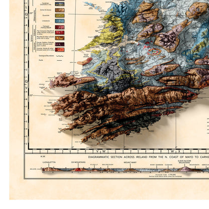 Ireland Map - Vintage Ireland Topo Map - Geological Print, Dublin, Limerick, Ulster, Connaught, Munster,Leinster