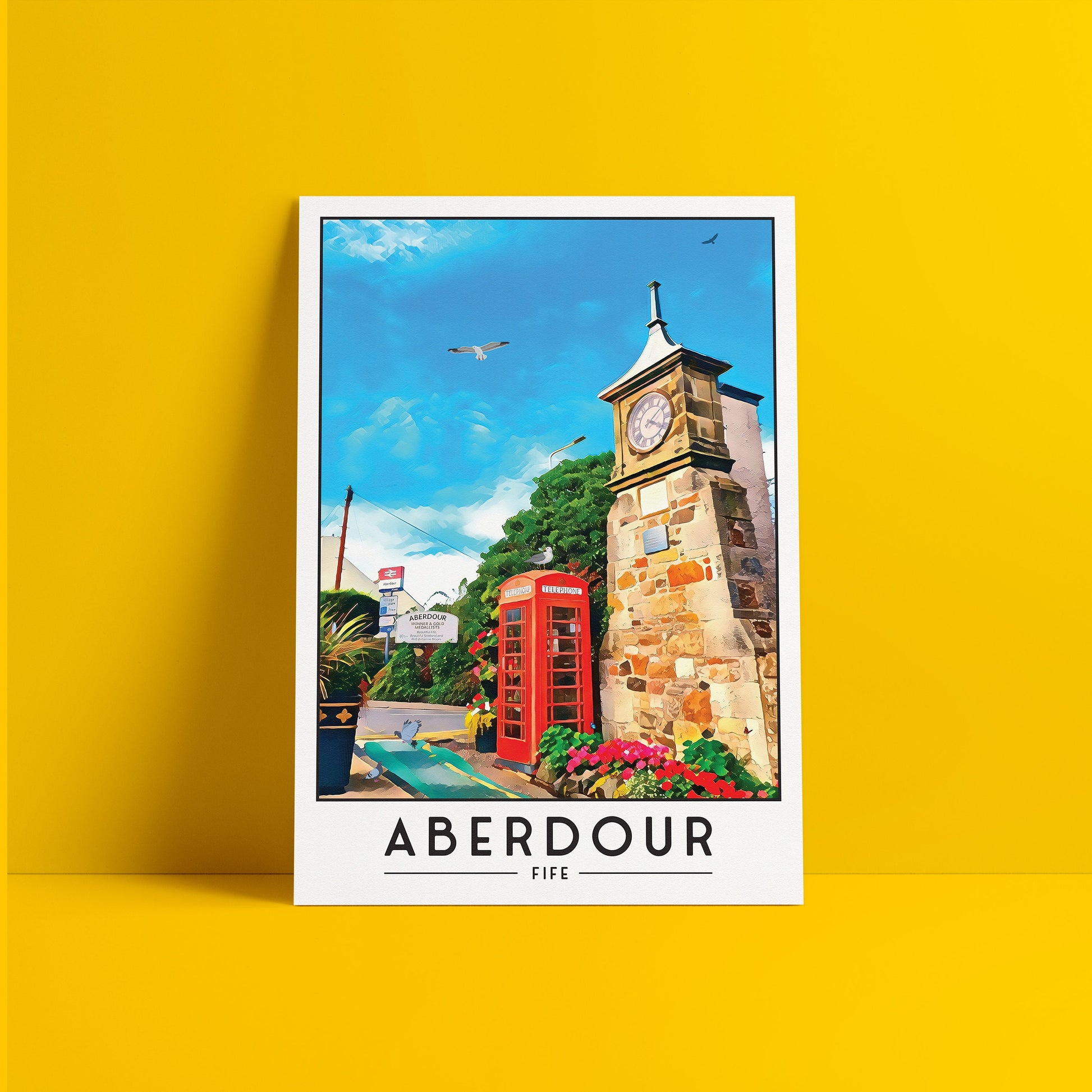 Aberdour Print - Train Station - Fife Coastal Path - Red Telephone Box - Scotland Wall Art