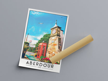 Aberdour Print - Train Station - Fife Coastal Path - Red Telephone Box - Scotland Wall Art