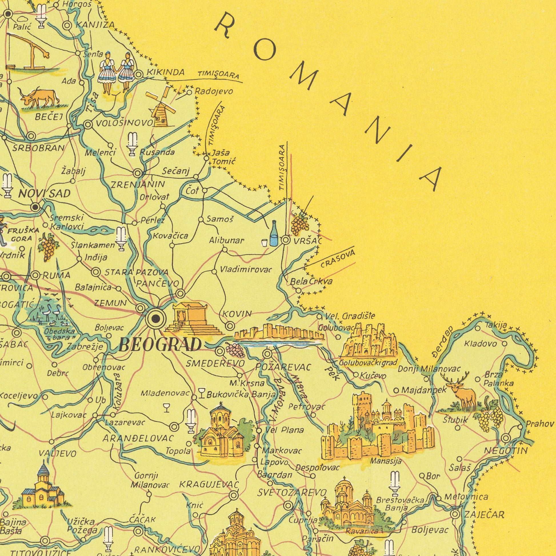 Jugoslavia Map - Vintage reproduction of 1954 Jugoslavija Print - Rijeka - Ljubljana - Zagreb - Sarajevo - Titograd - Skopje - Subotica