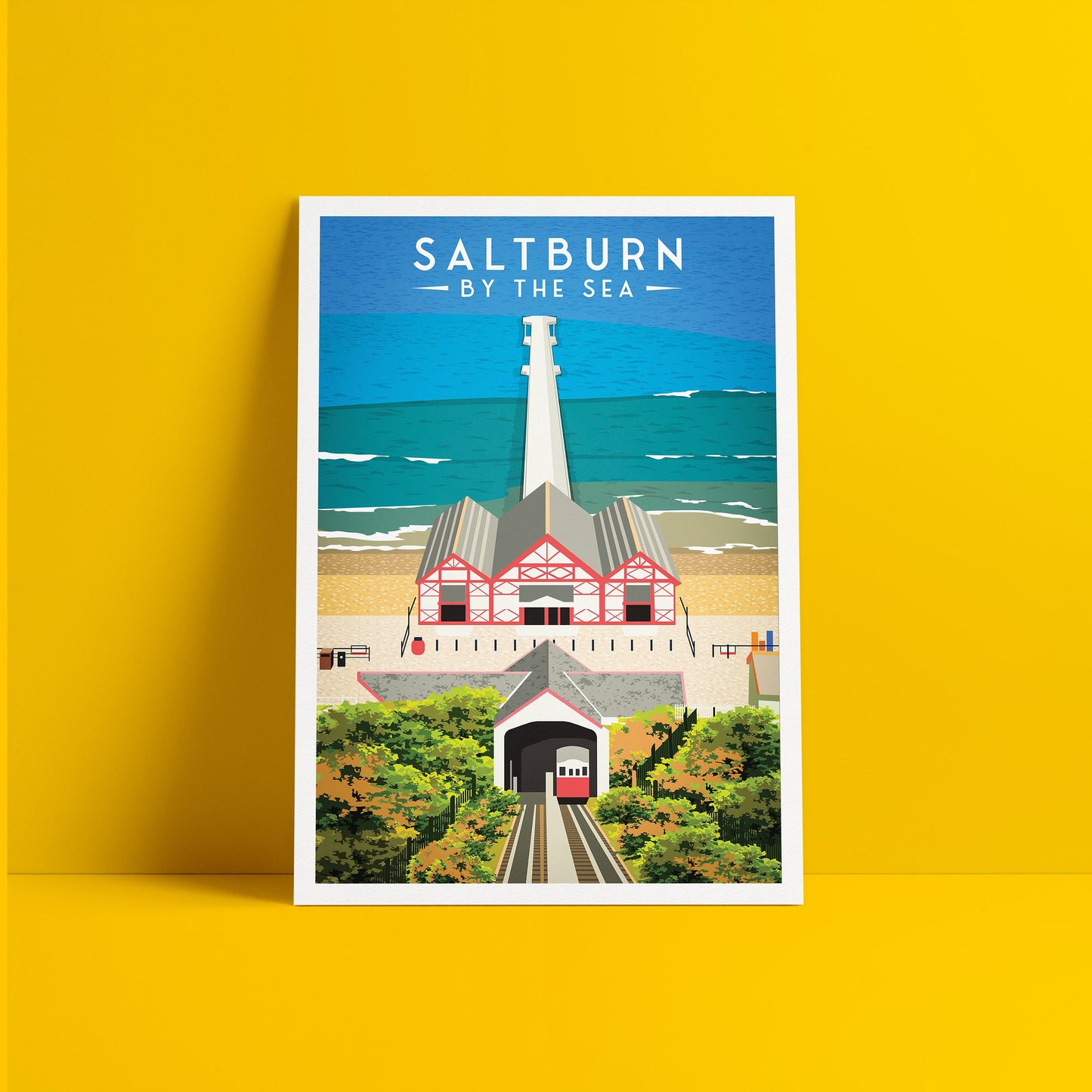 Saltburn By The Sea Print - England Travel Poster - Saltburn-By-The-Sea Gift