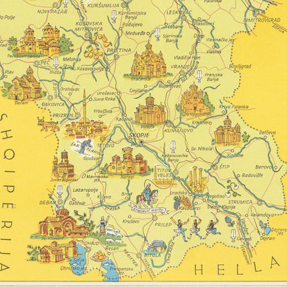 Jugoslavia Map - Vintage reproduction of 1954 Jugoslavija Print - Rijeka - Ljubljana - Zagreb - Sarajevo - Titograd - Skopje - Subotica