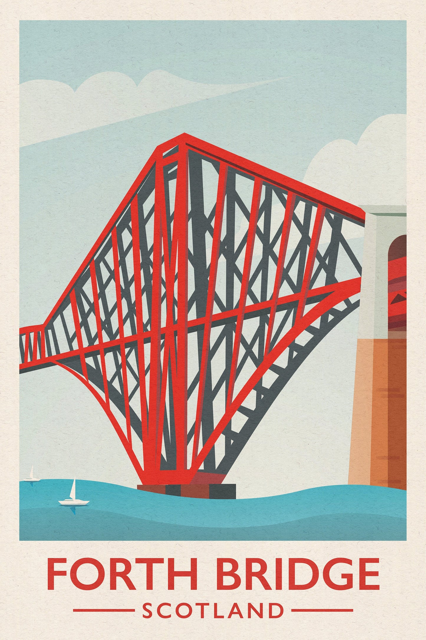 Forth Rail Bridge Travel Poster, Iillustration of Forth Rail Bridge between Edinburgh and Fife, Scottish Art, Forth Bridge Art, Wall Art