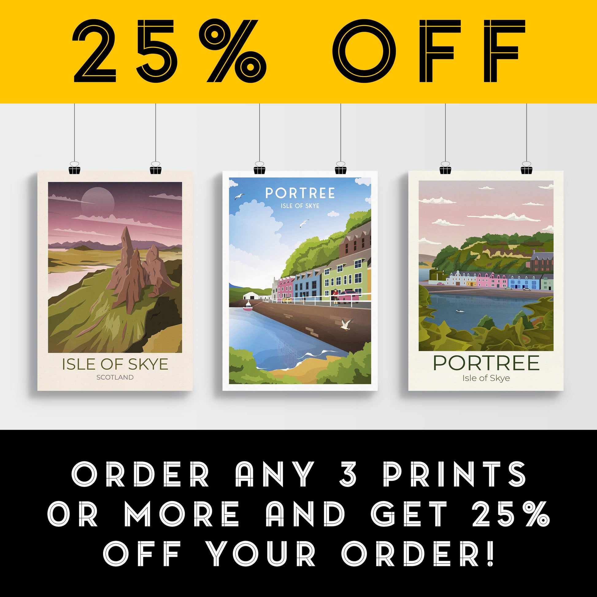 Portree Travel Poster, Isle of Skye Print - Scottish Wall Art