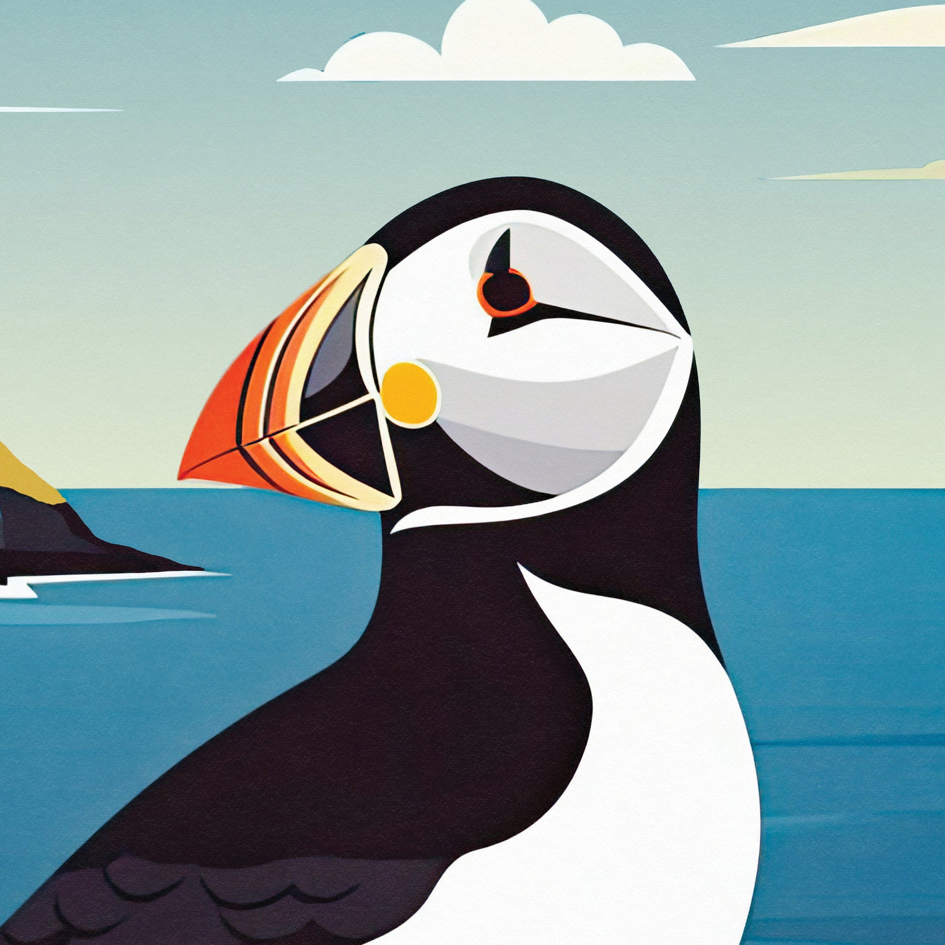 Isle of May Travel Poster - Puffin and Lighthouse | Firth of Forth | Vintage-Inspired Print